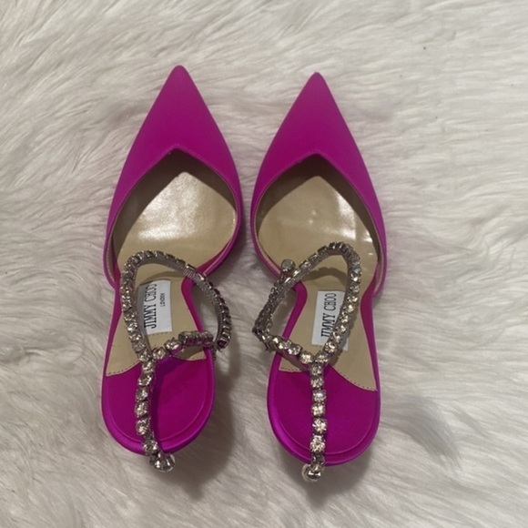 Jimmy Choo Saeda Crystal ankle strap pointed toe pump size 39EU - Picture 6 of 15